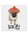 Pug Dog with Pink Sombrero - Ole 4x4&#x22; Square Sticker 4 Pieces-Stickers-TooLoud-White-Davson Sales