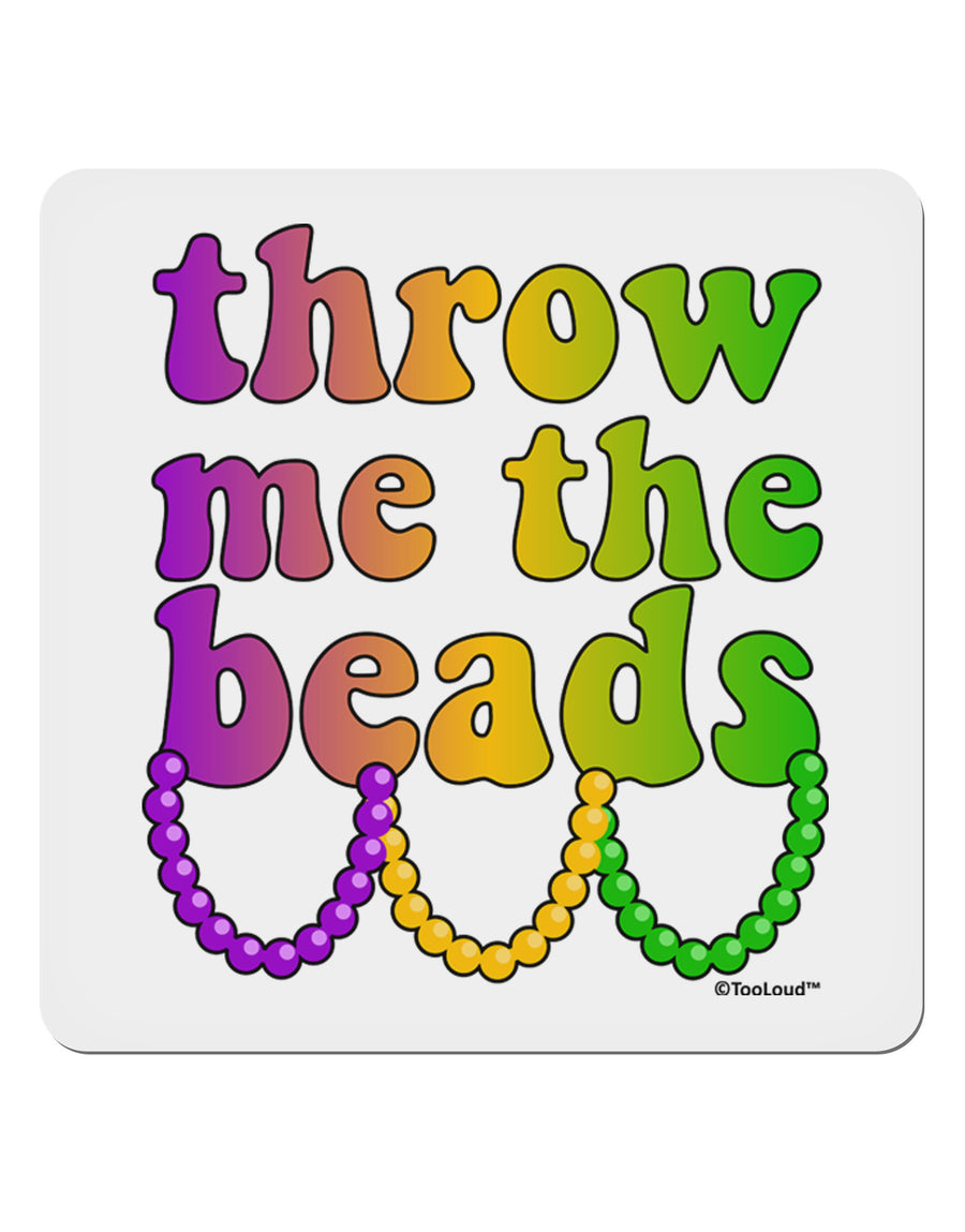 Throw Me The Beads - Mardi Gras 4x4&#x22; Square Sticker 4 Pieces-Stickers-TooLoud-White-Davson Sales