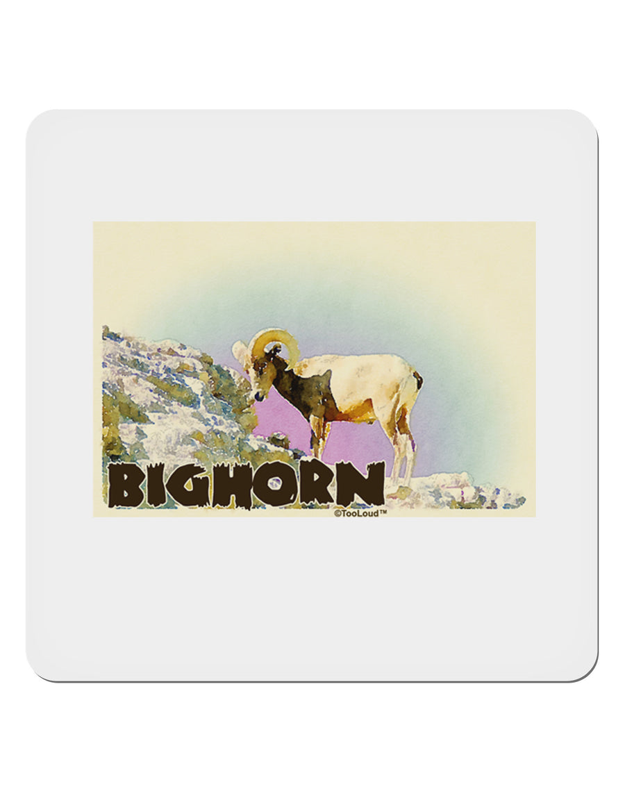 Bighorn Ram WatercolorText 4x4&#x22; Square Sticker 4 Pieces-Stickers-TooLoud-White-Davson Sales