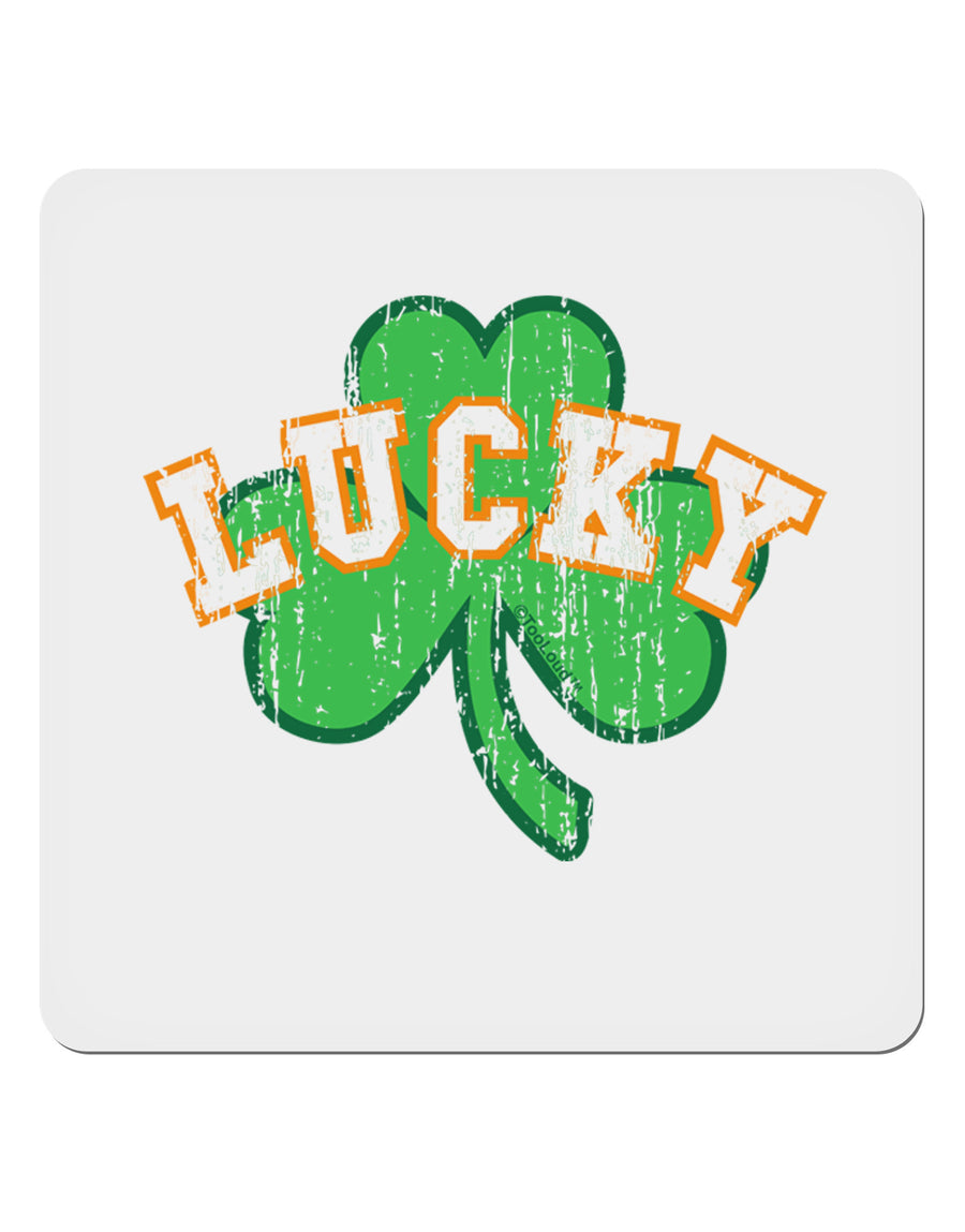 Lucky Shamrock Design Distressed 4x4&#x22; Square Sticker 4 Pieces-Stickers-TooLoud-White-Davson Sales