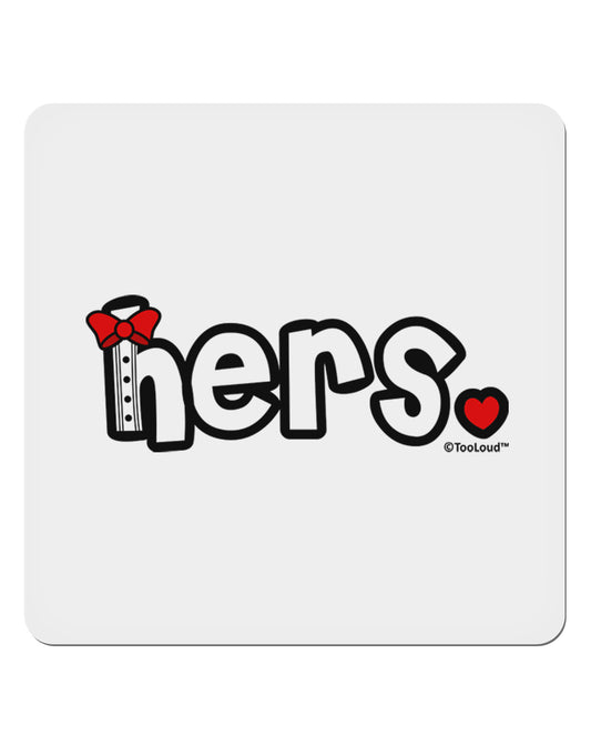 Matching His and Hers Design - Hers - Red Bow Tie 4x4&#x22; Square Sticker 4 Pieces-Stickers-TooLoud-White-Davson Sales
