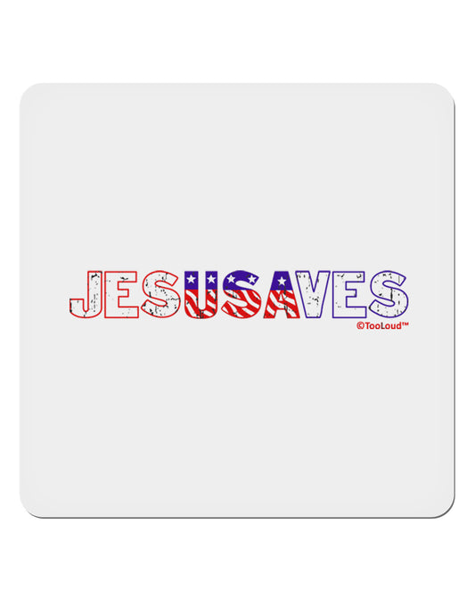 JesUSAves - Jesus Saves USA Design 4x4&#x22; Square Sticker 4 Pieces-Stickers-TooLoud-White-Davson Sales