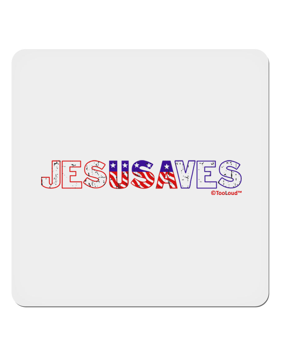 JesUSAves - Jesus Saves USA Design 4x4&#x22; Square Sticker 4 Pieces-Stickers-TooLoud-White-Davson Sales