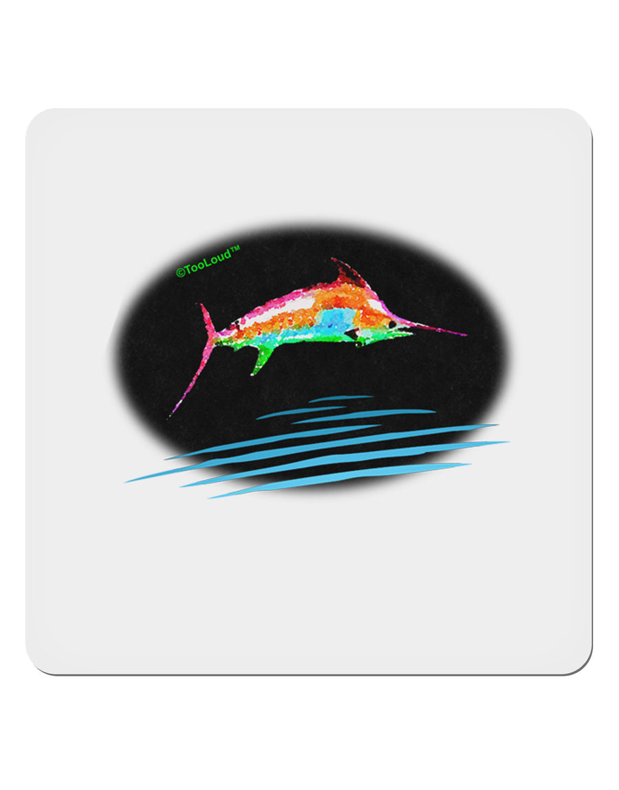 Colorful Swordfish Watercolor 4x4&#x22; Square Sticker-Stickers-TooLoud-1-Davson Sales