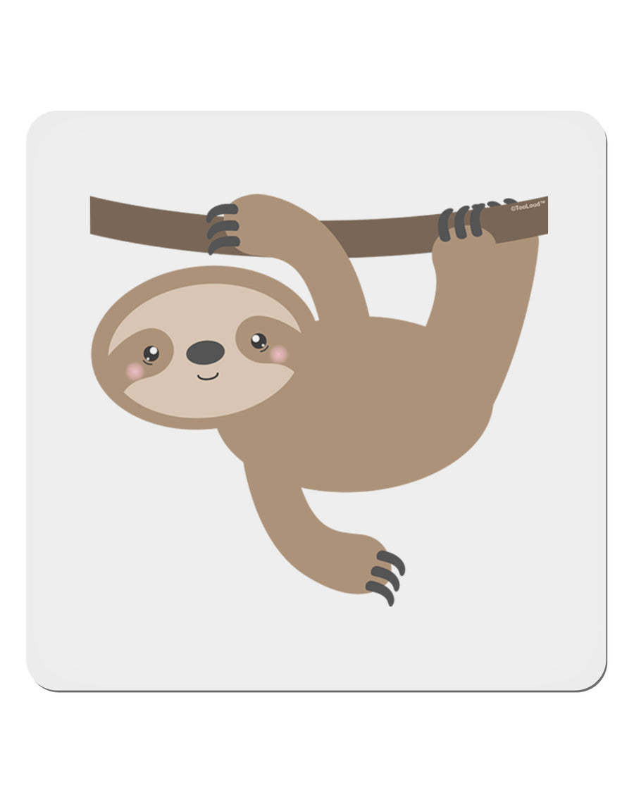 Cute Hanging Sloth 4x4&#x22; Square Sticker 4 Pieces-Stickers-TooLoud-White-Davson Sales