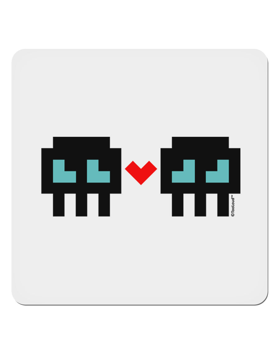 8-Bit Skull Love - Boy and Boy 4x4&#x22; Square Sticker 4 Pieces-Stickers-TooLoud-White-Davson Sales