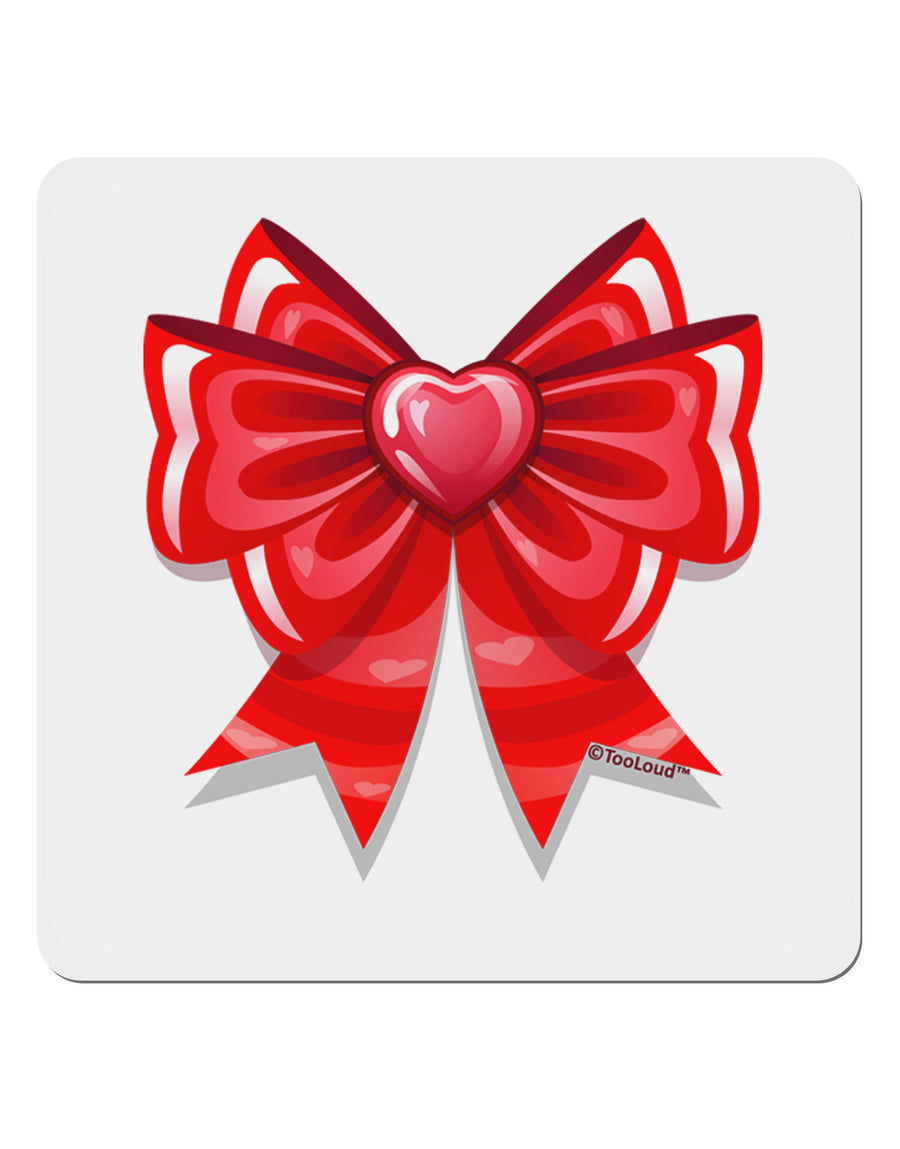 Valentine's Day Heart Bow 4x4&#x22; Square Sticker 4 Pieces-Stickers-TooLoud-White-Davson Sales