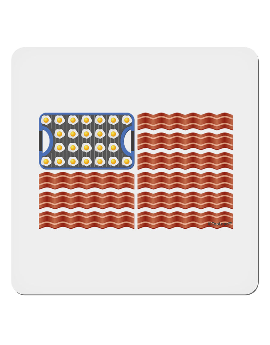 American Breakfast Flag - Bacon and Eggs 4x4&#x22; Square Sticker 4 Pieces-Stickers-TooLoud-White-Davson Sales