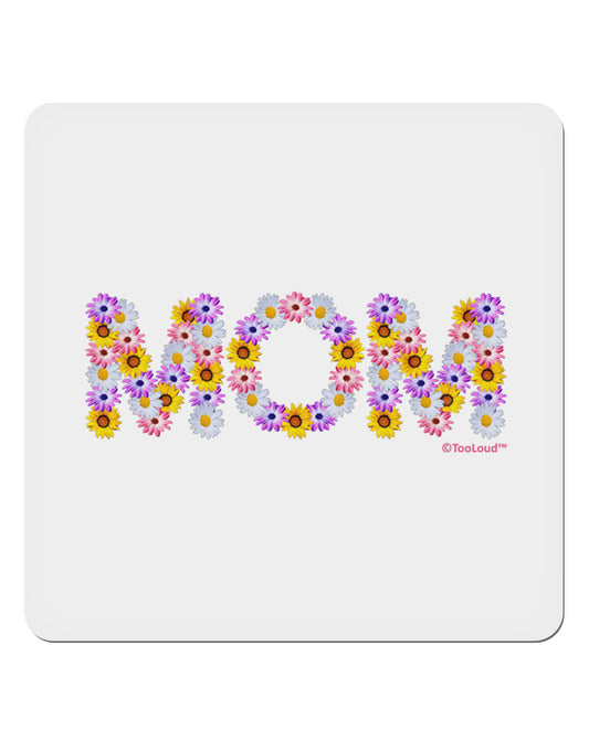 Mom Flowers Design 4x4&#x22; Square Sticker 4 Pieces-Stickers-TooLoud-White-Davson Sales