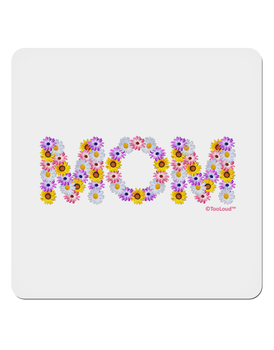 Mom Flowers Design 4x4&#x22; Square Sticker 4 Pieces-Stickers-TooLoud-White-Davson Sales