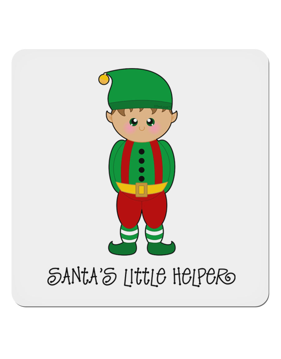 Santa's Little Helper Christmas Elf Boy 4x4&#x22; Square Sticker 4 Pieces-Stickers-TooLoud-White-Davson Sales