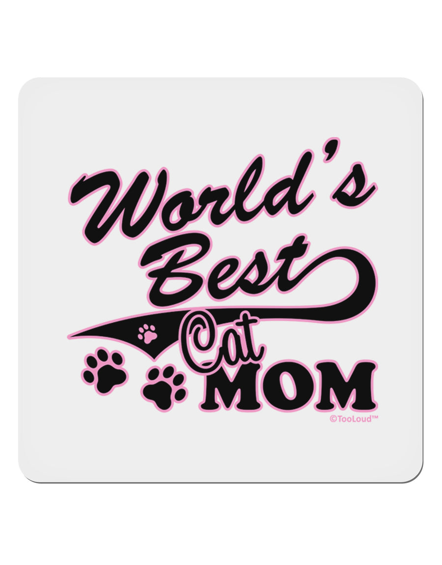 World's Best Cat Mom 4x4&#x22; Square Sticker 4 Pieces-Stickers-TooLoud-White-Davson Sales