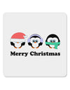 Merry Christmas Penguins See Hear Speak No Evil 4x4&#x22; Square Sticker 4 Pieces-Stickers-TooLoud-White-Davson Sales