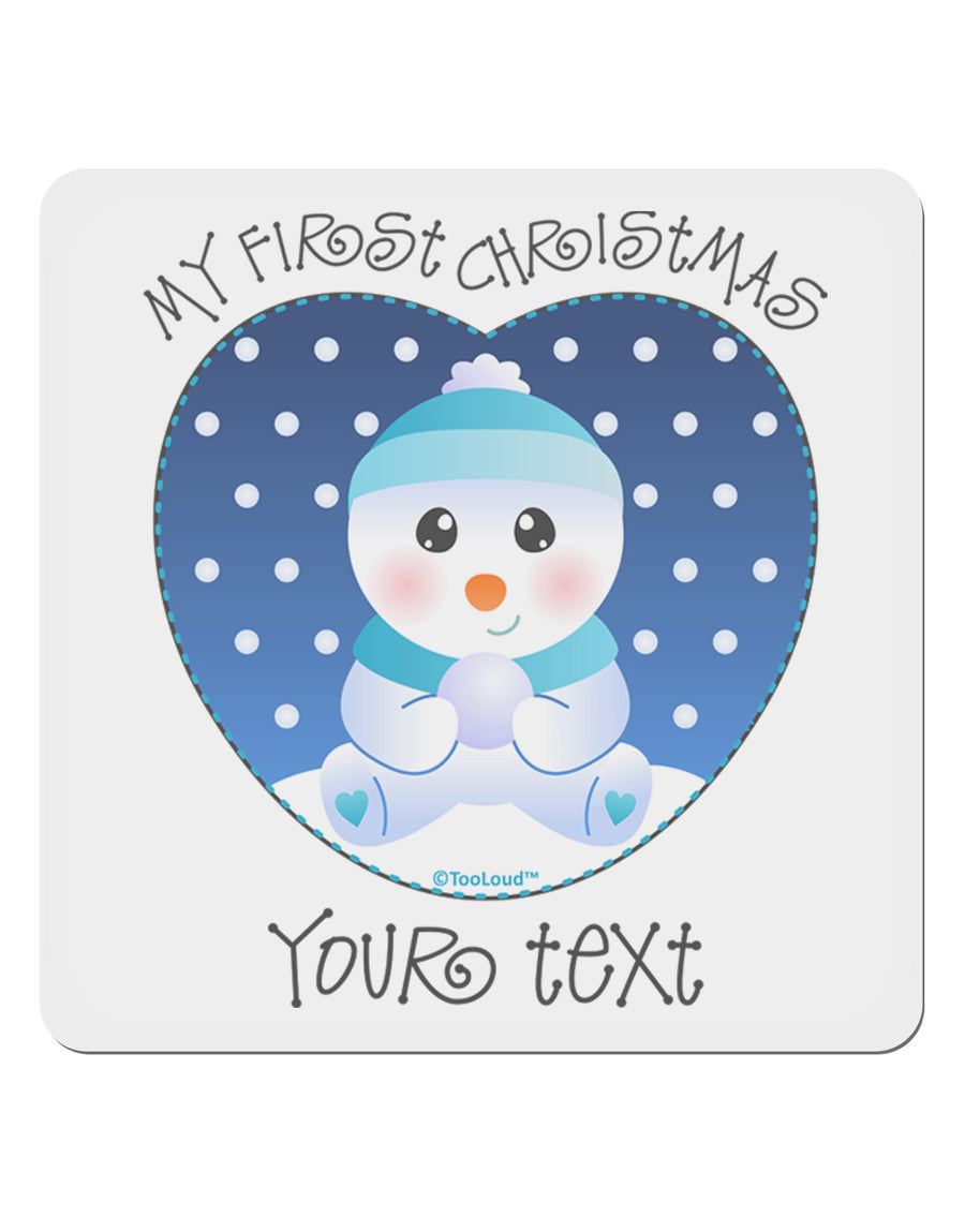 Personalized My First Christmas Snowbaby Blue 4x4&#x22; Square Sticker 4 Pieces-Stickers-TooLoud-White-Davson Sales