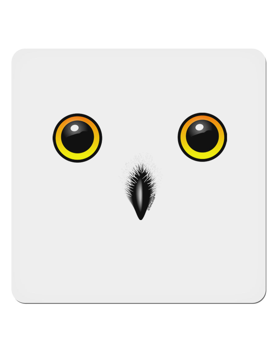 Cute Snowy Owl Face 4x4&#x22; Square Sticker 4 Pieces-Stickers-TooLoud-White-Davson Sales