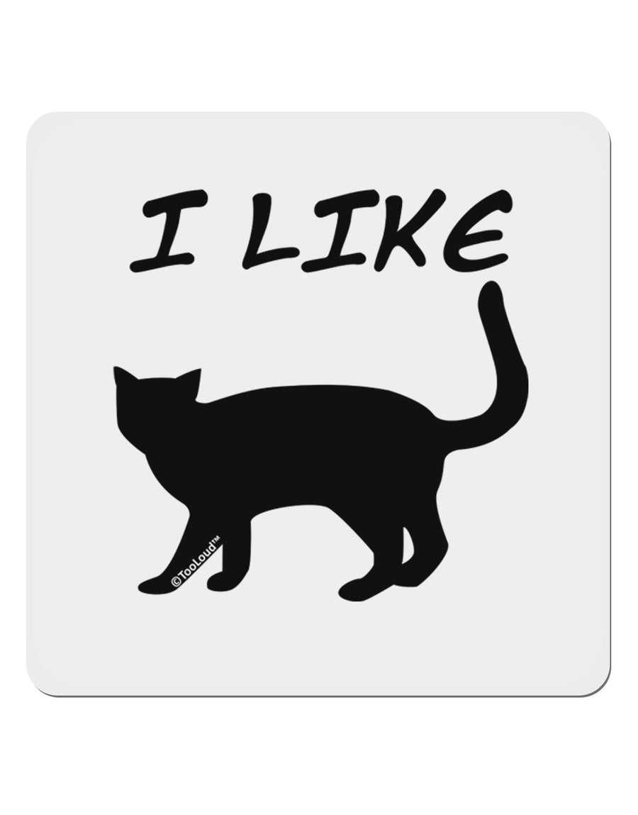 I Like Cat Silhouette Design 4x4&#x22; Square Sticker 4 Pieces-Stickers-TooLoud-White-Davson Sales