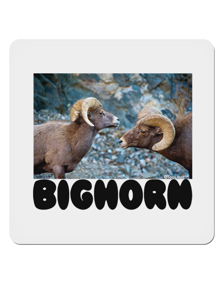 Two Bighorn Rams Text 4x4&#x22; Square Sticker-Stickers-TooLoud-1 Piece-Davson Sales