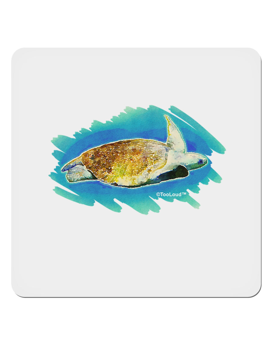 Turtle Watercolor 4x4&#x22; Square Sticker 4 Pieces-Stickers-TooLoud-White-Davson Sales