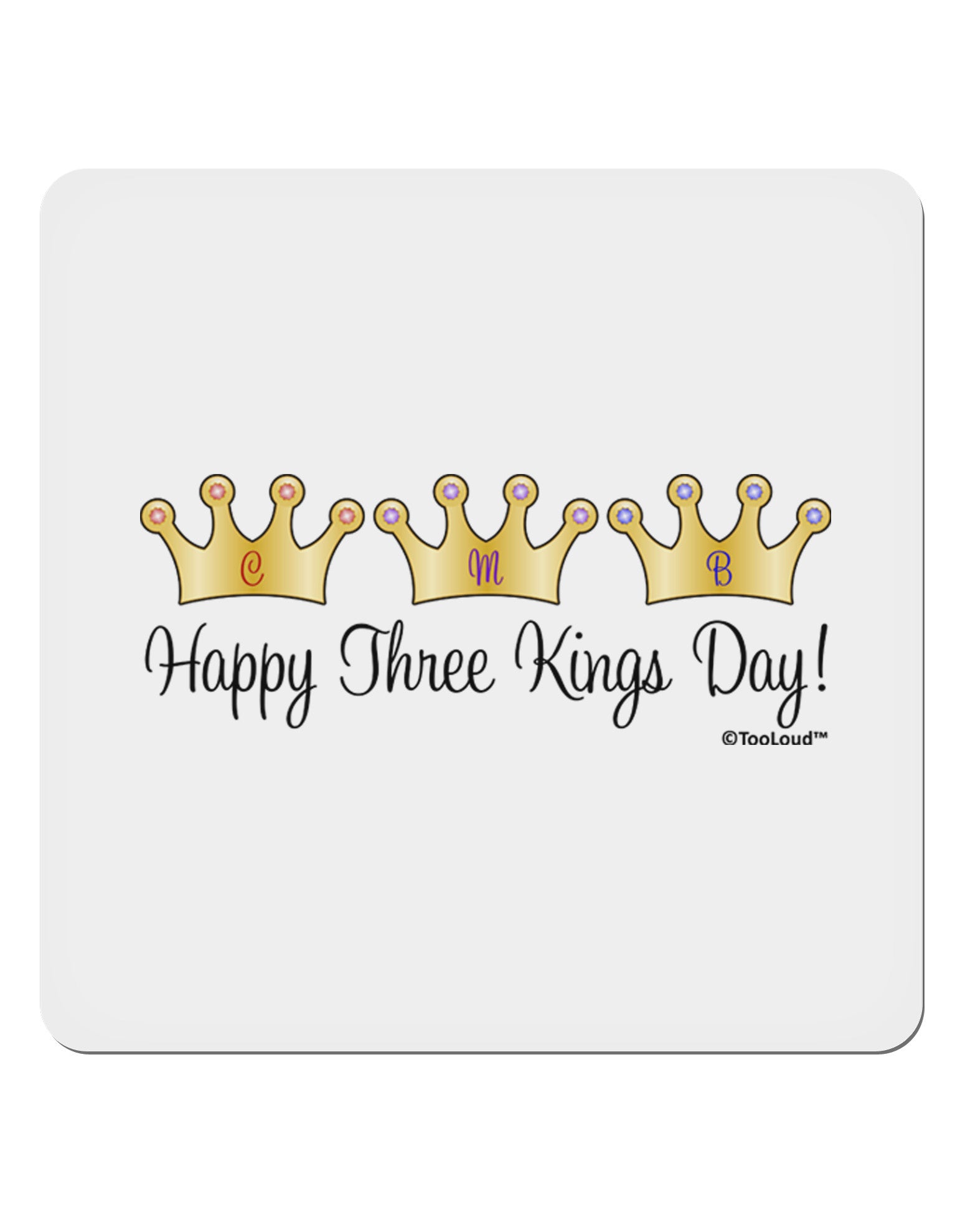 Happy Three Kings Day - 3 Crowns 4x4&#x22; Square Sticker 4 Pieces-Stickers-TooLoud-White-Davson Sales