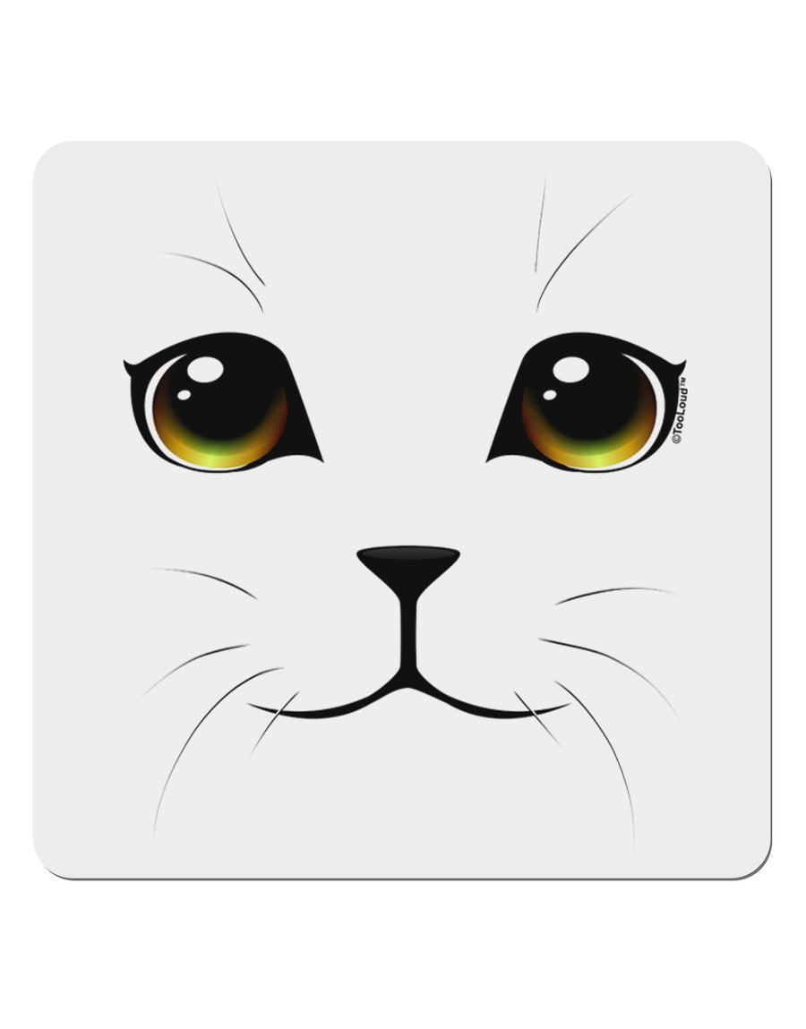 TooLoud Yellow Amber-Eyed Cute Cat Face 4x4&#x22; Square Sticker-Stickers-TooLoud-1-Davson Sales