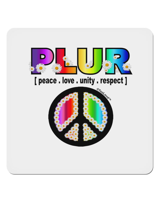 PLUR Rainbow 4x4&#x22; Square Sticker 4 Pieces-Stickers-TooLoud-White-Davson Sales