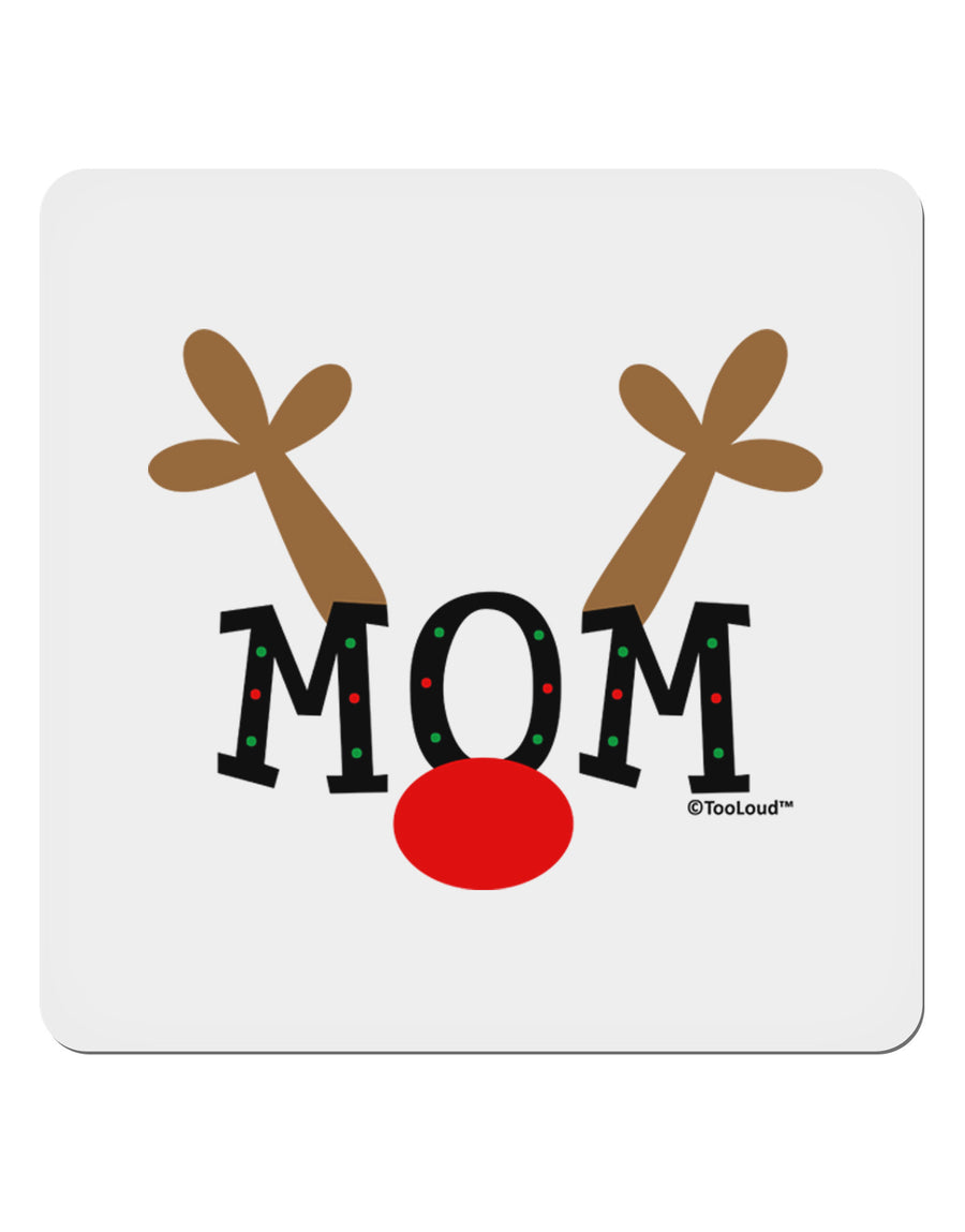Matching Family Christmas Design - Reindeer - Mom 4x4&#x22; Square Sticker 4 Pieces-Stickers-TooLoud-White-Davson Sales