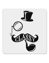 Classy Tophat Mustache Pipe and Monocle 4x4&#x22; Square Sticker 4 Pieces-Stickers-TooLoud-White-Davson Sales