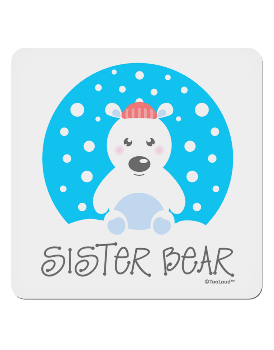 Matching Polar Bear Family - Sister Bear 4x4&#x22; Square Sticker 4 Pieces-Stickers-TooLoud-White-Davson Sales