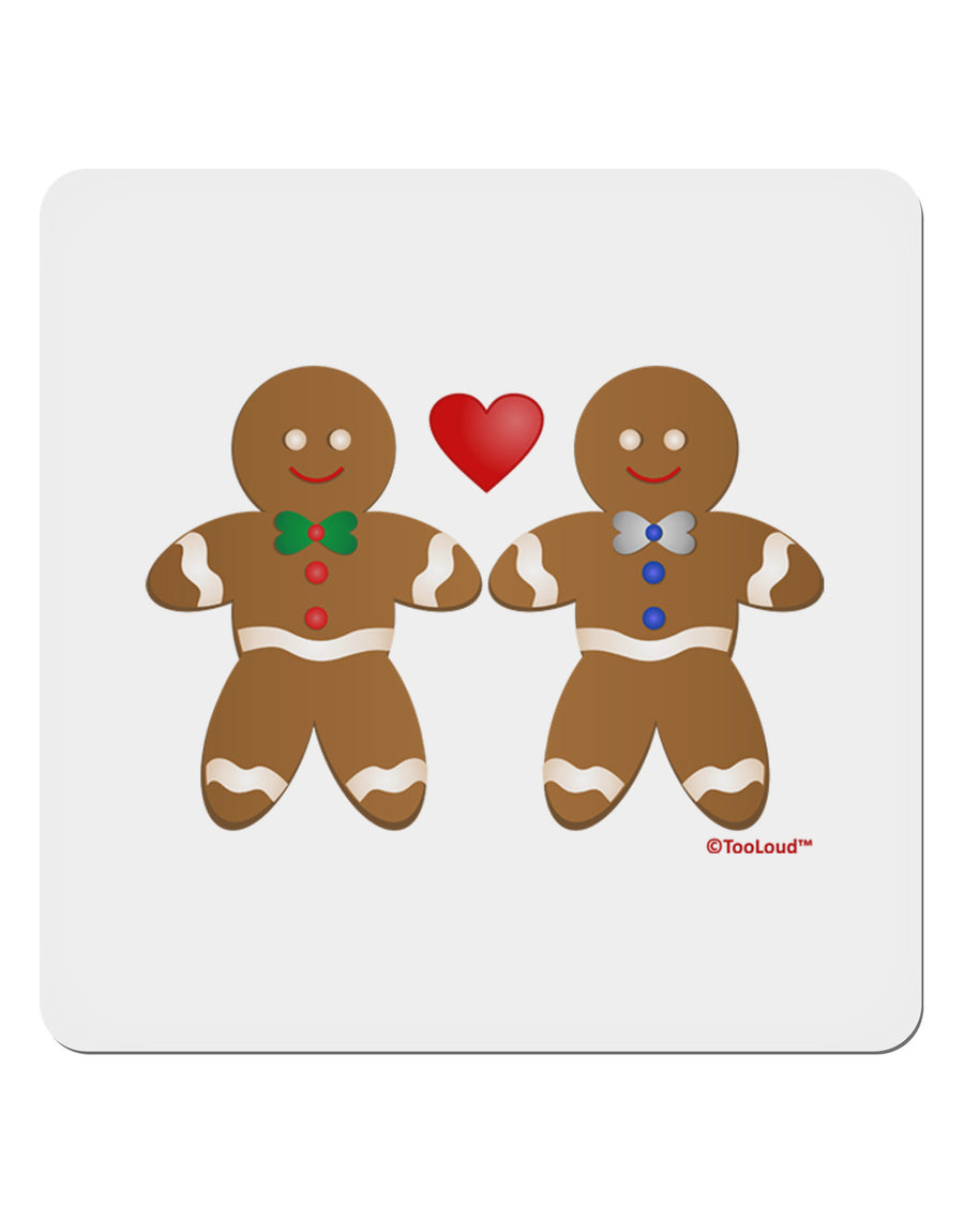 Gingerbread Man Couple 4x4&#x22; Square Sticker 4 Pieces-Stickers-TooLoud-White-Davson Sales