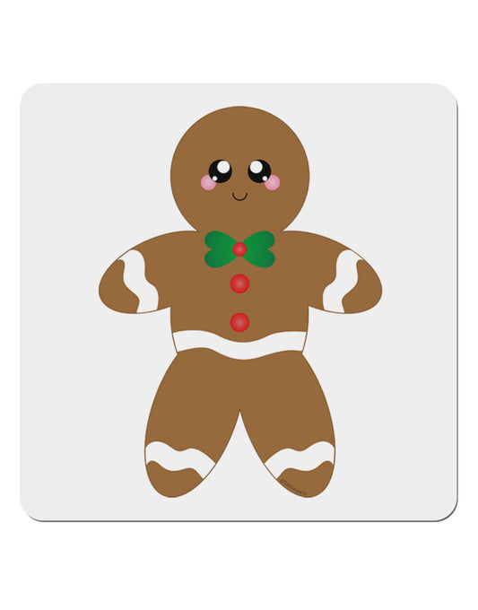 Cute Gingerbread Man Christmas 4x4&#x22; Square Sticker 4 Pieces-Stickers-TooLoud-White-Davson Sales