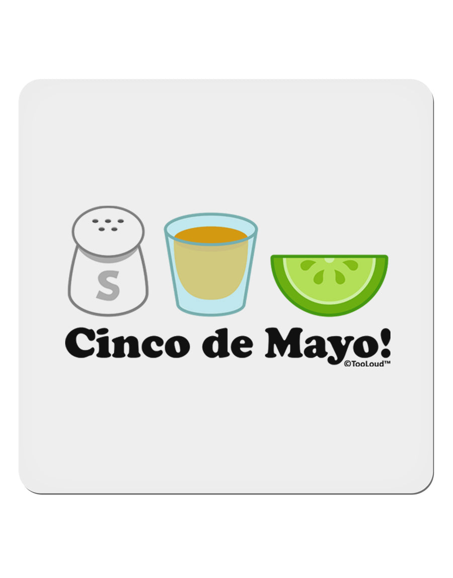 Cinco de Mayo Design - Salt Tequila Lime 4x4&#x22; Square Sticker 4 Pieces-Stickers-TooLoud-White-Davson Sales