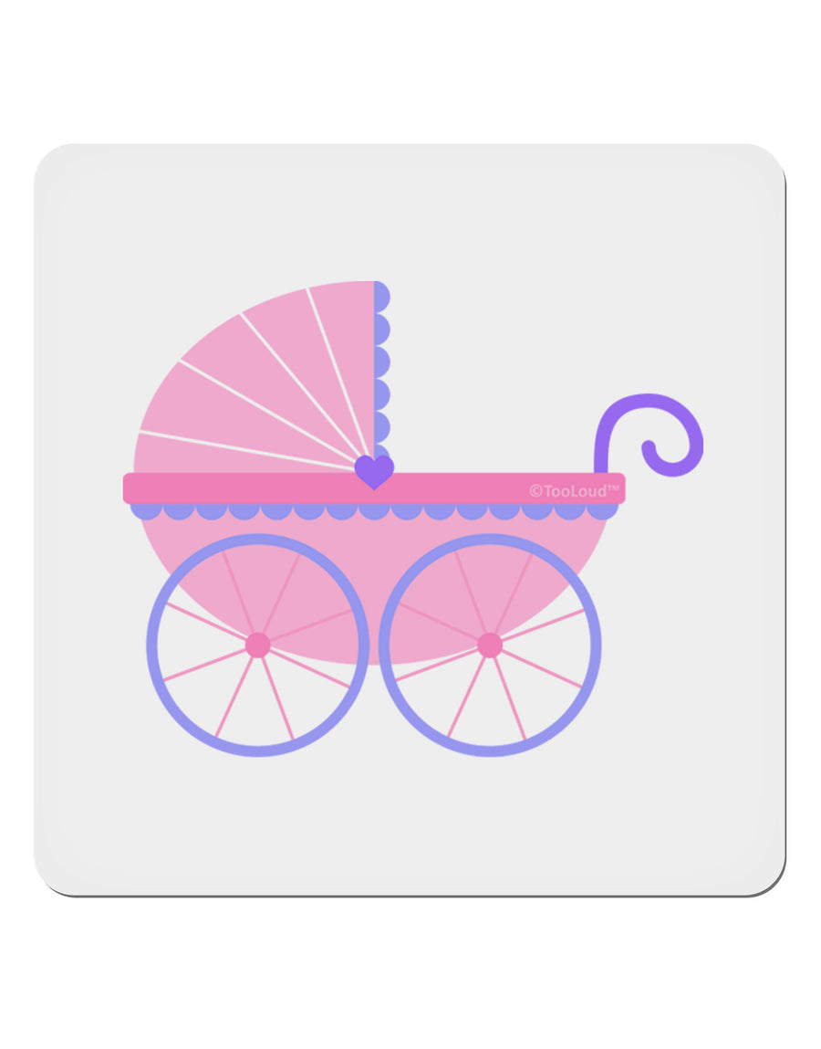 Baby Girl Carriage 4x4&#x22; Square Sticker 4 Pieces-Stickers-TooLoud-White-Davson Sales