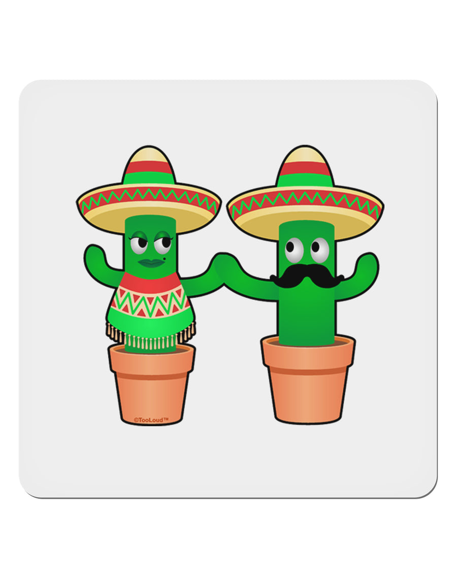 Fiesta Cactus Couple 4x4&#x22; Square Sticker-Stickers-TooLoud-1-Davson Sales