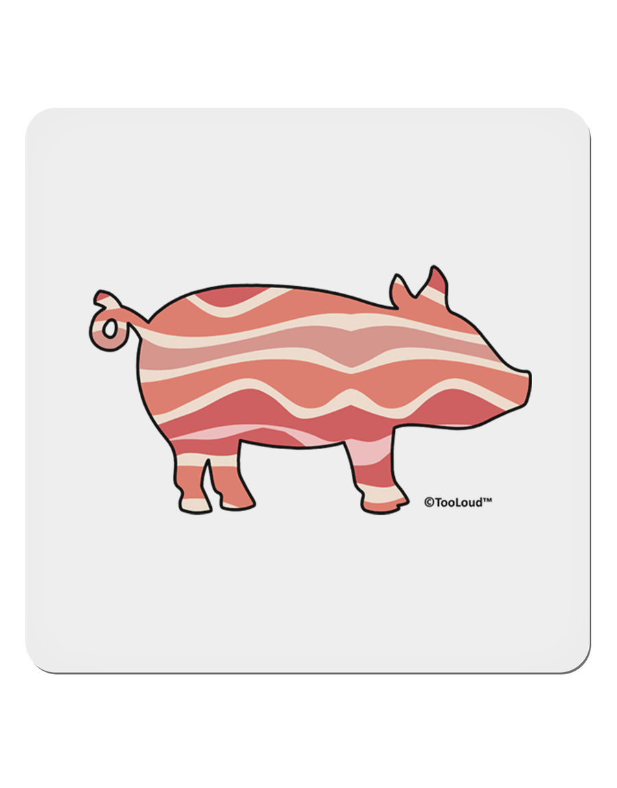 Bacon Pig Silhouette 4x4&#x22; Square Sticker 4 Pieces-Stickers-TooLoud-White-Davson Sales