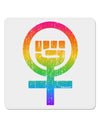 Rainbow Distressed Feminism Symbol 4x4&#x22; Square Sticker 4 Pieces-Stickers-TooLoud-White-Davson Sales