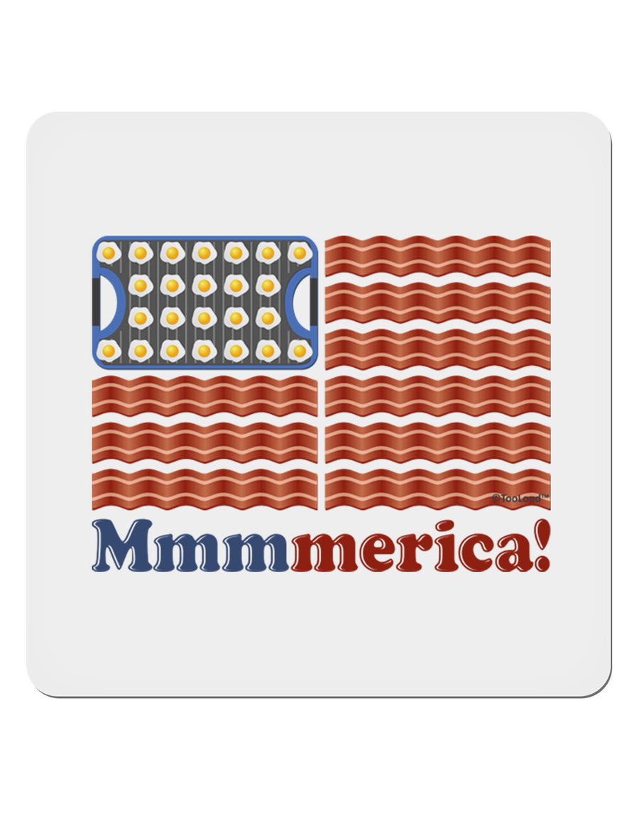 American Breakfast Flag - Bacon and Eggs - Mmmmerica 4x4&#x22; Square Sticker 4 Pieces-Stickers-TooLoud-White-Davson Sales