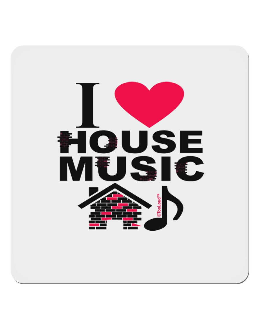 I Love House Pink 4x4&#x22; Square Sticker 4 Pieces-Stickers-TooLoud-White-Davson Sales