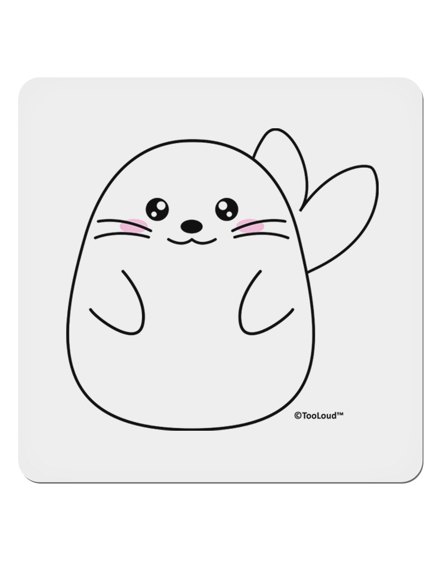 Cute Seal 4x4&#x22; Square Sticker 4 Pieces-Stickers-TooLoud-White-Davson Sales