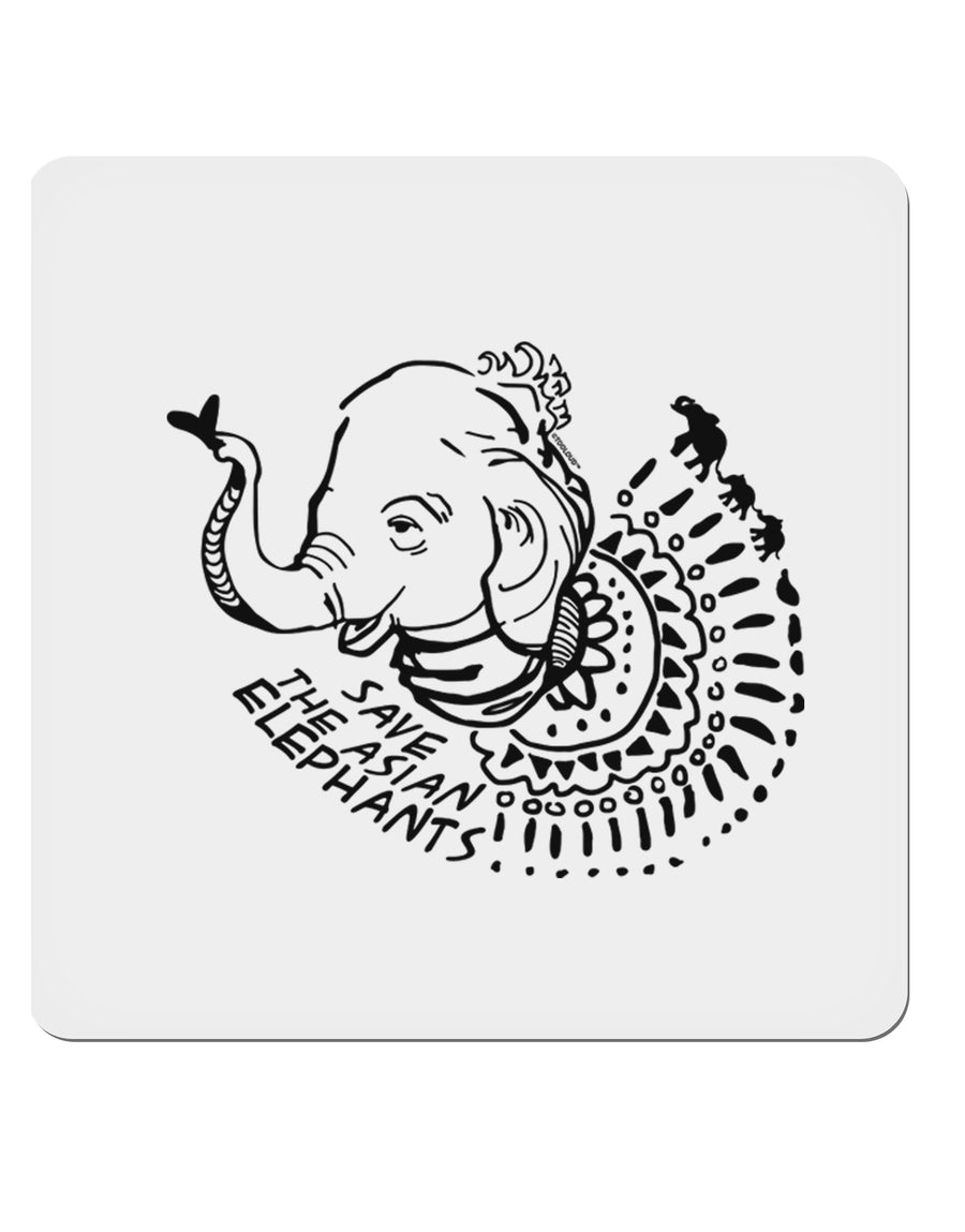 TooLoud Save the Asian Elephants 4x4" Square Stickers - 4 Pieces-Stickers-TooLoud-Davson Sales