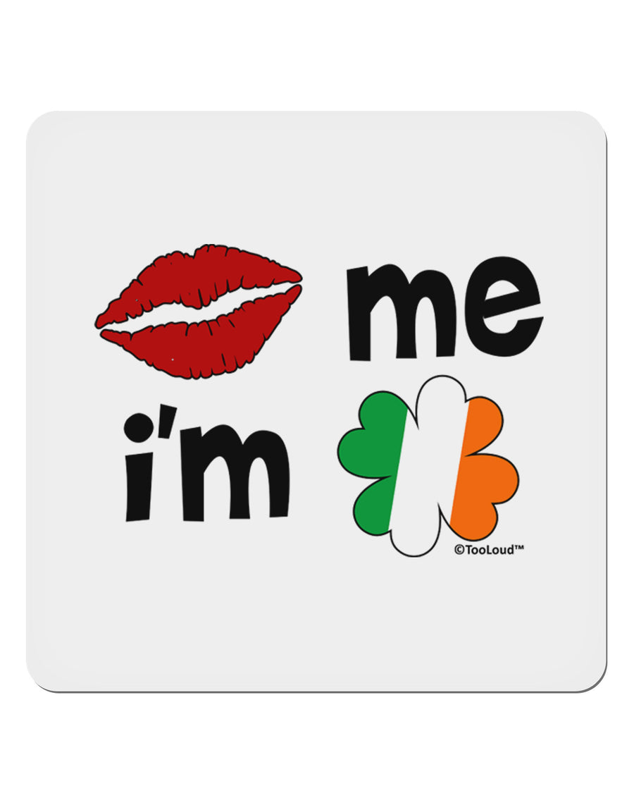 Kiss and Irish Flag Shamrock - Kiss Me I'm Irish 4x4&#x22; Square Sticker 4 Pieces-Stickers-TooLoud-White-Davson Sales