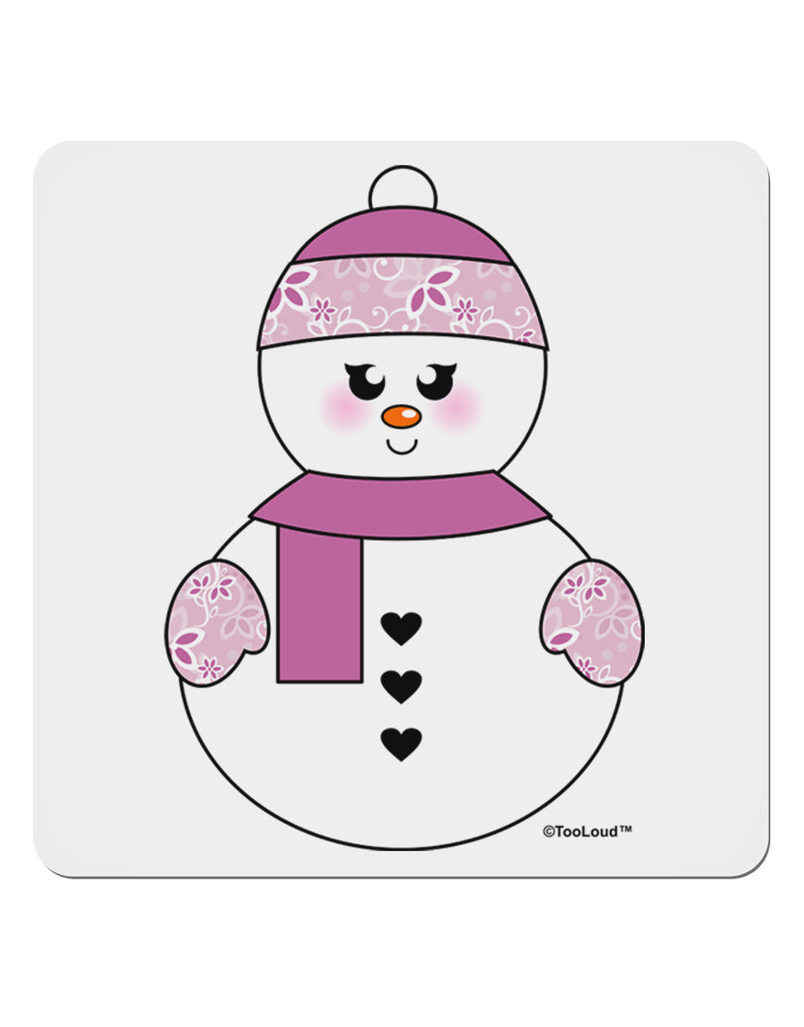 Cute Girl Snowman - Christmas 4x4&#x22; Square Sticker 4 Pieces-Stickers-TooLoud-White-Davson Sales