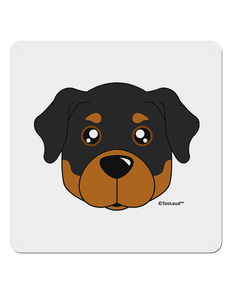 Cute Rottweiler Dog 4x4&#x22; Square Sticker 4 Pieces-Stickers-TooLoud-White-Davson Sales