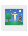 UFO Stopping At an Out-house 4x4&#x22; Square Sticker 4 Pieces-Stickers-TooLoud-White-Davson Sales