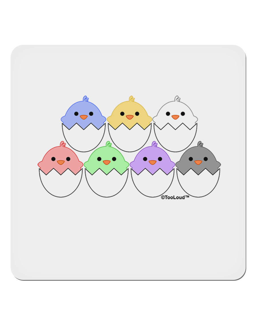 Cute Hatching Chicks Group 4x4&#x22; Square Sticker 4 Pieces-Stickers-TooLoud-White-Davson Sales