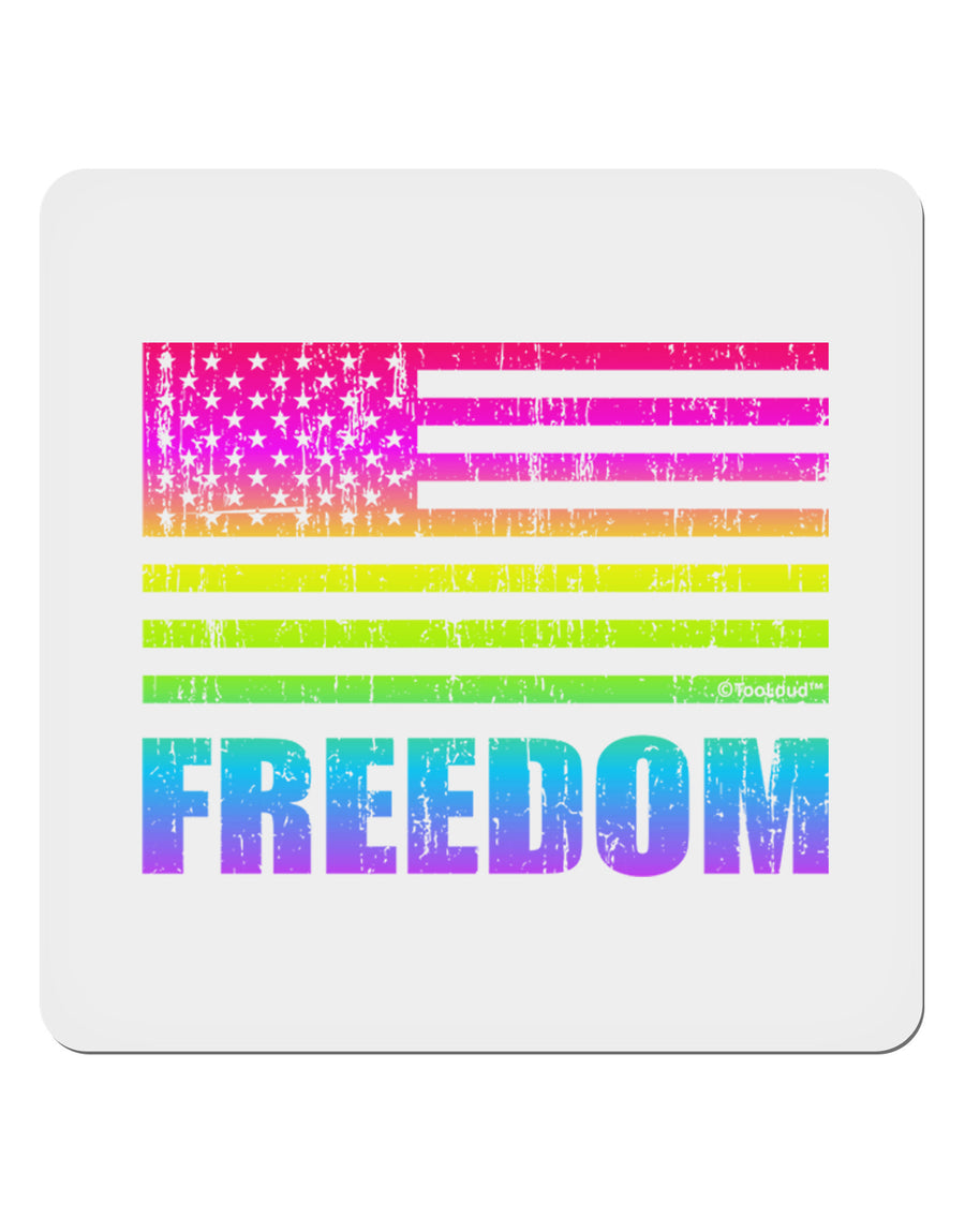 American Pride - Rainbow Flag - Freedom 4x4&#x22; Square Sticker 4 Pieces-Stickers-TooLoud-White-Davson Sales