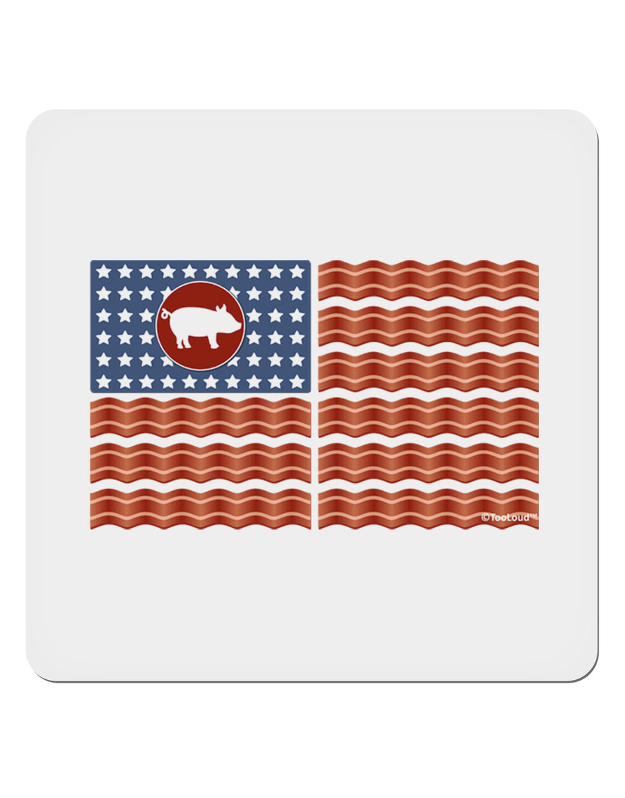American Bacon Flag 4x4&#x22; Square Sticker 4 Pieces-Stickers-TooLoud-White-Davson Sales