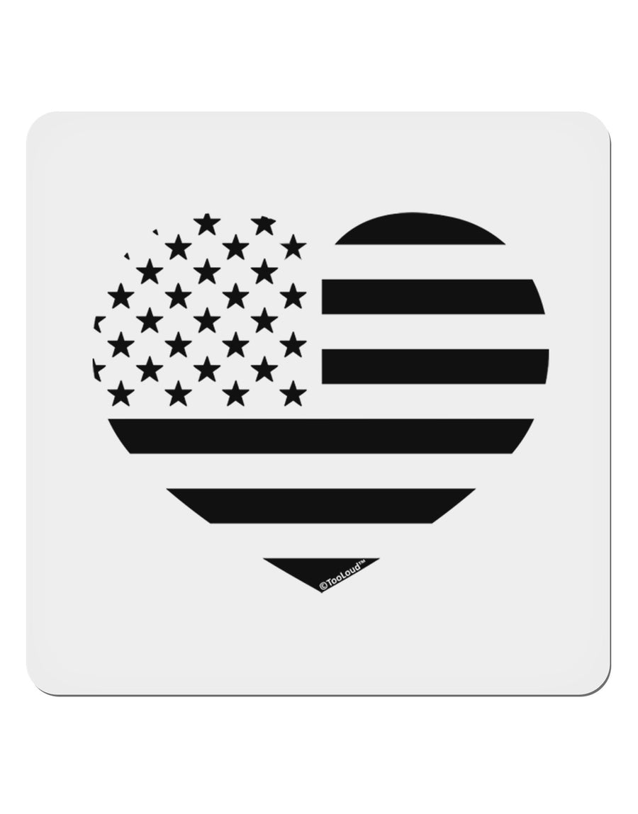 American Flag Heart Design - Stamp Style 4x4&#x22; Square Sticker 4 Pieces-Stickers-TooLoud-White-Davson Sales