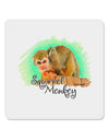 Squirrel Monkey Watercolor Text 4x4&#x22; Square Sticker 4 Pieces-Stickers-TooLoud-White-Davson Sales