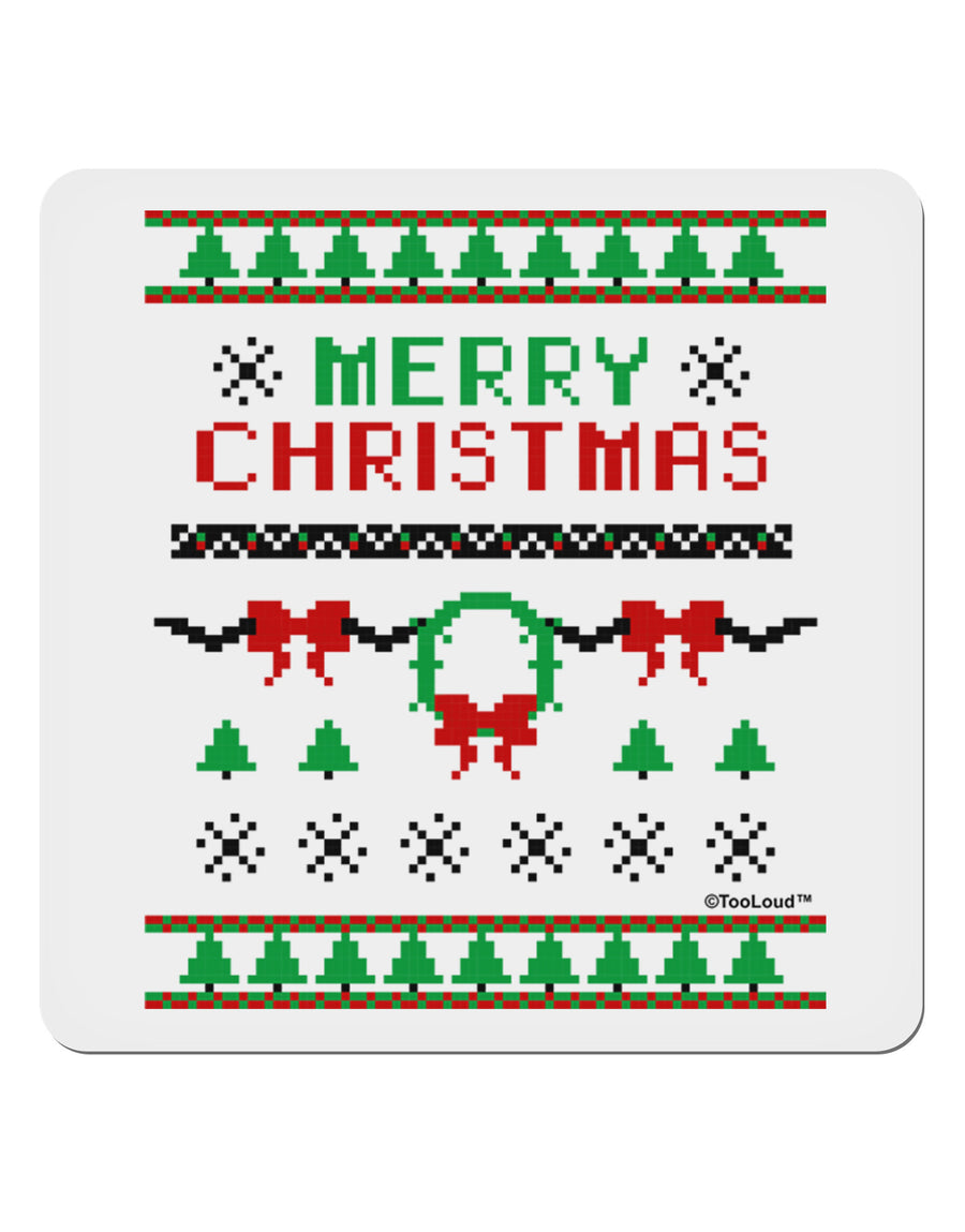 Merry Christmas Ugly Christmas Sweater 4x4&#x22; Square Sticker-Stickers-TooLoud-1-Davson Sales