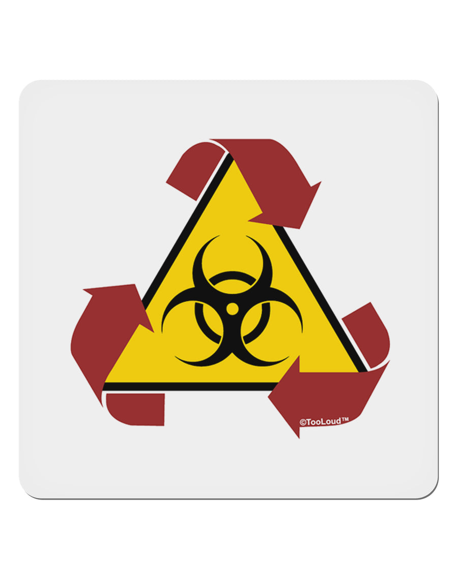 Recycle Biohazard Sign 4x4&#x22; Square Sticker 4 Pieces-Stickers-TooLoud-White-Davson Sales